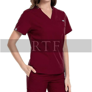 ชุดสครับสำหรับเครื่องแบบการพยาบาลทางการแพทย์ของผู้หญิงเสื้อคอวีแบบพรีเมี่ยมยืดธรรมชาติและกางเกงจ็อกเกอร์ขัดผิว - Product Image 5