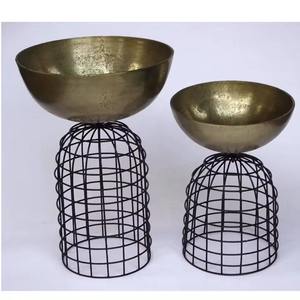 Bol en fonte d'aluminium avec finition en laiton vieilli idéal pour la maison et le restaurant bol de service en métal pour la décoration - Product Image 2