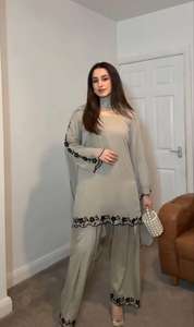 ชุดสูทผ้าจอร์เจียแบบปักลายสไตล์อินเดียสำหรับงานปากัส - Product Image 3