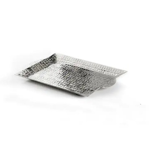 Handicrafts Metal Serving <b>Tray</b> <b>Silver</b> Polished for Home and Hotel Tabletop Food And <b>Drinks</b> Serving <b>Trays</b> With Gold Handle - Product Image 3