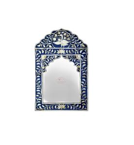 Blue and <b>White</b> Hand Carved Bone Inlay Home Wall Decor <b>Mirrors</b> - Product Image 1