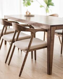 Modern Solid Wood <b>Dining</b> Chair Upholstered Seat <b>Armchair</b> Wooden Leg Side Chair for Home Hotel Apartment - Product Image 2