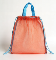 Sacs de shopping en filet de nylon et polyester recyclables portables multicolores avec cordon de serrage, sacs de plage et de maillot de bain
