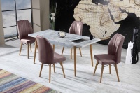 Ensemble de table à manger Alessa en bois extensible avec 6 chaises - Meubles de salle à manger de style ferme moderne écologiques de haute qualité