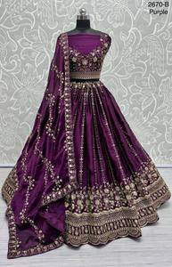 Designer Lehenga Choli With Flower Pattern And <b>Sequins</b> - Product Image 4