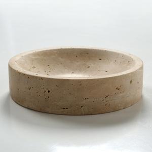 Cuenco de piedra travertino con pedestal y diseño moderno de borde ancho, perfecto para decoración de lujo, exhibición de frutas y estilo de hogar atemporal. - Product Image 6