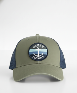 Gorra Trucker Náutica Bordada Personalizada |   Gorra de Malla Verde Oliva y Azul Marino con Diseño de Ancla para Deportes y Viajes - Product Image 6