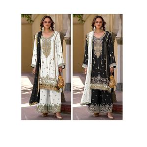 Conjunto de traje de Chinon elegante para mujer de calidad superior con forro de Santoon opaco para ocasiones festivas e informales disponibles para la venta - Product Image 1