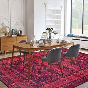 Handmade Kilim Rectangular Washable Area <b>Rug</b> for Bedroom Hallway Red Traditional Polyester <b>Jute</b> Design - Product Image 2