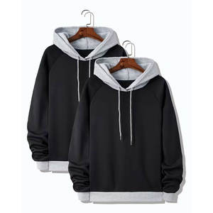Sweat-shirt à capuche pour homme en deux pièces, taille plus, couleur contrastée, tendance décontractée, pour le printemps, l'automne et l'hiver, vêtements pour homme - Product Image 1