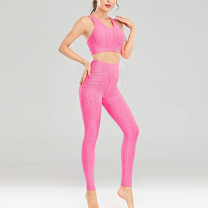 Ensemble de soutien-gorge Legging à carreaux sans couture pour femmes taille haute vêtements de gymnastique de fitness respirants taille XL haut d'entraînement de yoga Service OEM grande taille - Product Image 3