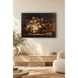 Impression sur toile de fleurs d'oranger Fida dans un panier en osier sur table, nature morte - Product Image 4