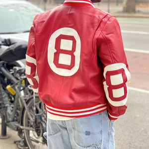 Chaqueta Universitaria de Lana con Mangas de Cuero, Parches de Chenilla, Logotipo Bordado, Chaqueta de Béisbol Personalizada OEM para Escuela, Universidad, Invierno - Product Image 2