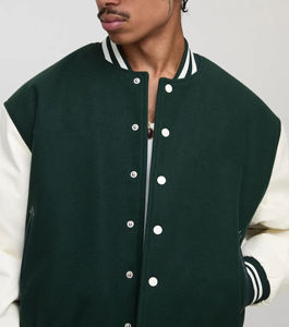 OEM venta al por mayor de cuero personalizado de la manga de la caída del hombro de los hombres de moda Varsity chaqueta casual Slim Fit Bomber chaqueta de béisbol para hombre - Product Image 6