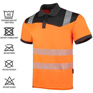 Polo de seguridad de construcción de alta visibilidad Camisa de trabajo protectora de poliéster industrial para constructores Característica fluorescente - Product Image 5