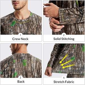 Uniforme tactique camouflage protection séchage rapide, sweat-shirts de pêche à manches longues en polyester pour hommes avec masque facial - Product Image 2