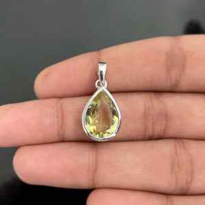 Diseño impresionante 925 Plata de Ley Natural limón cuarzo piedra preciosa forma de pera colgante hecho a mano joyería fina colgantes y dijes - Product Image 2