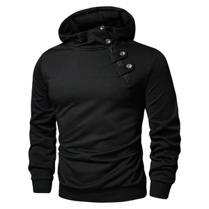 Sudadera con Capucha de Felpa Francesa con Botones, Transpirable, Informal, para Calle, Invierno 2023, 100% Algodón, Bordada - Product Image 1