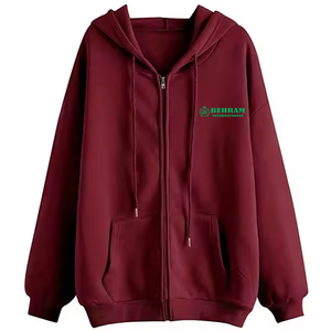 Sweat à capuche unisexe d'hiver de haute qualité, 100% coton, fermeture éclair, molleton lourd, tissu éponge français, séchage rapide, respirant, fermeture éclair intégrale - Product Image 6