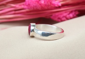 天然ピンクルビーリング未加熱未処理ロービー宝石ベゼル結婚記念日ギフト7月誕生日ルビールービンリング - Product Image 3