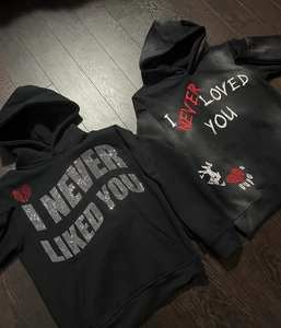 2025 Wholesale Customized logo Streetwear Loose <b>Retro</b> Style 100% Cotton Rhinestone Hoodie for Men - Product Image 6