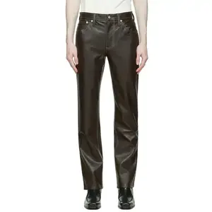 Leather pants Straight Leg Style Trouser With Pockets Hot Sale high quality Women Leather Pants Supplier