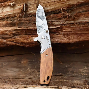Coltello Pieghevole Wallis K901173 con Manico in Legno e Acciaio, Lama Liscia con Design a Cervo e Clip - Product Image 6