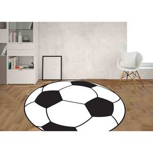 Tapis de football, tapis noir et blanc, tapis ronds, tapis de sport, tapis fin non tissé - Product Image 3