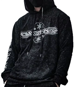 Otoño Invierno Sudadera con capucha para hombre Etiquetas con logotipo personalizado 100% Tela térmica de algodón Sudadera de poliéster de peso pesado Teñido liso - Product Image 2