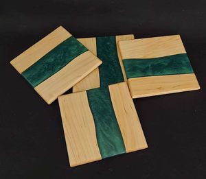 Posavasos de calor para té y café de madera maciza de lujo, posavasos cuadrados de madera personalizados con borde de resina epoxi, posavasos de madera de olivo - Product Image 5