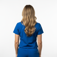 Ensemble de blouses médicales MITEXCO Premium pour femmes, bleu royal, col en V |   Haut et pantalon d'uniforme d'infirmière extensible avec poches, ajustement confortable