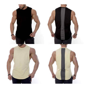 Haute qualité coton lourd sans manches T-shirts Sport chemise coupe carrée Muscle personnalisé Gym hommes Stringer côtelé débardeur hommes - Product Image 1