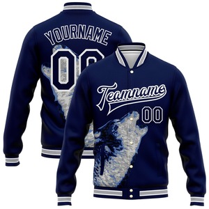 Veste bomber universitaire à lettres, style décontracté, hiver, sur mesure, blanc royal-bleu clair, à boutons pression, vente en gros directe de l'industrie - Product Image 2