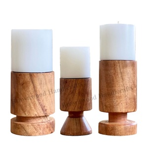 Lot de 3 bougeoirs en bois de qualité supérieure pour la décoration de la maison et du mariage Fourniture en gros Ensemble de bougeoirs en bois élégants - Product Image 1