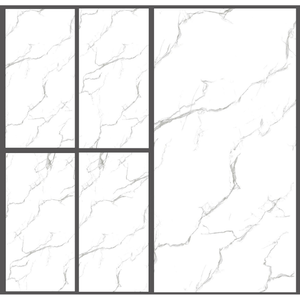 Carreaux de porcelaine Statuario 60x120 cm Carreaux de mur de sol aspect marbre blanc de qualité supérieure Finition brillante Design italien de luxe - Product Image 1