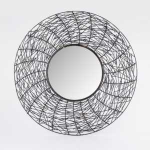 Miroir mural moderne en fer noir aluminium verre 34 pouces de diamètre salon chambre décor usage commercial hôtels maison élégante - Product Image 1