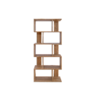 Étagère à livres en bois en forme de S à 5 niveaux de style minimaliste pour l'affichage des livres pour la décoration du salon - Product Image 1