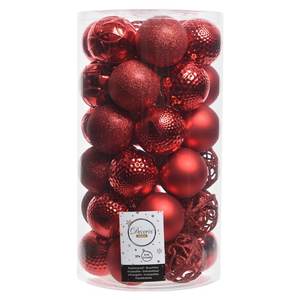 Amicasa - Juego de 37 Bolas de Navidad de Plástico Rojo de 6 cm para Decoraciones Festivas, Adornos para Árboles de Navidad 9020802 - Product Image 1