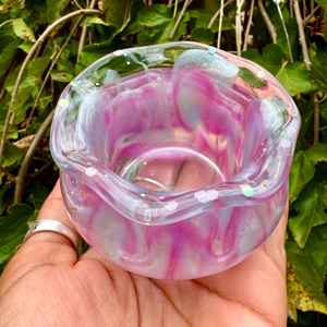 Bol en résine de grande taille en forme de fleur bleue polie à la main, accent doré, écologique, décoration bohème pour la maison, cadeau de fête, personnalisé - Product Image 2