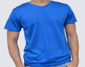 เสื้อยืดผู้ชายผ้าฝ้ายออร์แกนิคทรงสลิมฟิตแขนสั้นคอวี100% ด้านหน้าสีพื้น - Product Image 3