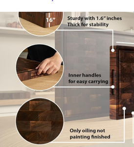 Planche à découper rectangulaire robuste en bois naturel maison hôtel cuisine hachoir à légumes blocs boucher planche à découper - Product Image 6