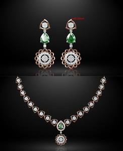 Luxe Miossanite Diamant 10K 14K Blanc Jaune Or Cubique En Acier Inoxydable Ensembles De Mariage Collier De Mariée Boucles D'oreilles pour les Femmes - Product Image 1