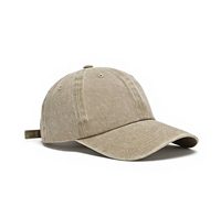 Gorra de Béisbol Personalizada, Lisa, Lavada, de Sarga de Algodón, con Visera Curva, Venta al Por Mayor OEM