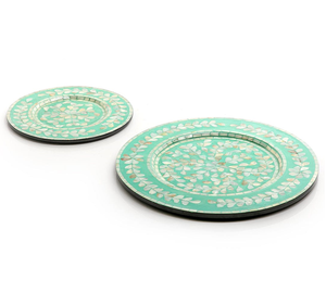 Hot Selling Design Mother of Pearl Resin Design Decor Platter <b>Tray</b> Hot Sale Small Cheap Custom Home Round Coffee Feature - Product Image 2