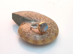 925 Sterling <b>Silver</b> Engagement <b>Rings</b> for <b>Women</b> Labradorite Gemstone Bulk Fine Jewelry Bezel Setting Inlay for Parties <b>Weddings</b> - Product Image 3