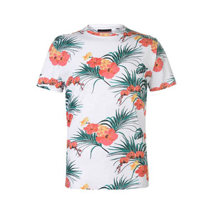 เสื้อยืดคอกลมแขนสั้นผู้ชาย ลายต้นปาล์มยามพระอาทิตย์ตกดิน พิมพ์ลายแบบซับลิเมชั่น ทรงปกติ สวมใส่สบาย ผลิตจากผ้าโพลีเอสเตอร์ถัก 100% - Product Image 4