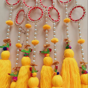 Novedad 2025, Adornos Colgantes Gotta Patti de Color Amarillo, Gotta Chakri con Fondos, Adornos Hechos a Mano para Decoración de Bodas - Product Image 1