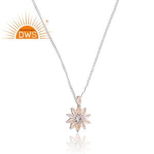 Est selling-colgante de plata de ley chapada en oro, collar con diseño floral de piedras preciosas - Product Image 3