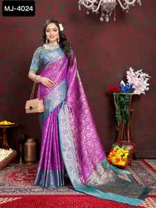 Nouveau travail de broderie léger en soie Saree de créateur décontracté avec une belle conception de travail de séquence de couleurs avec un chemisier fantaisie - Product Image 5