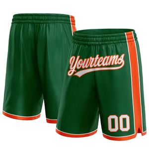 Industrie Direct Engro Sportswear Short de basket-ball personnalisé vert Kelly blanc-orange authentique Short de basket-ball - Product Image 1